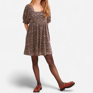 Moon River Silver Sequin Babydoll Brown Mini Dress Size Small NWOT